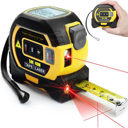 3-in-1 Laser Tape Measure 40/60M Meters Infrared Laser Distance Measuring Smart Energy Ruler