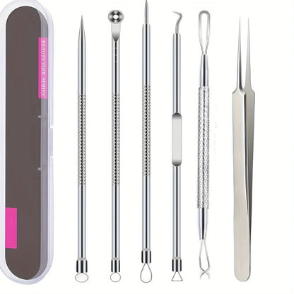 6Pcs Pimple Popper Tool Kit,  Blackhead Remover Acne Needle Tools Set