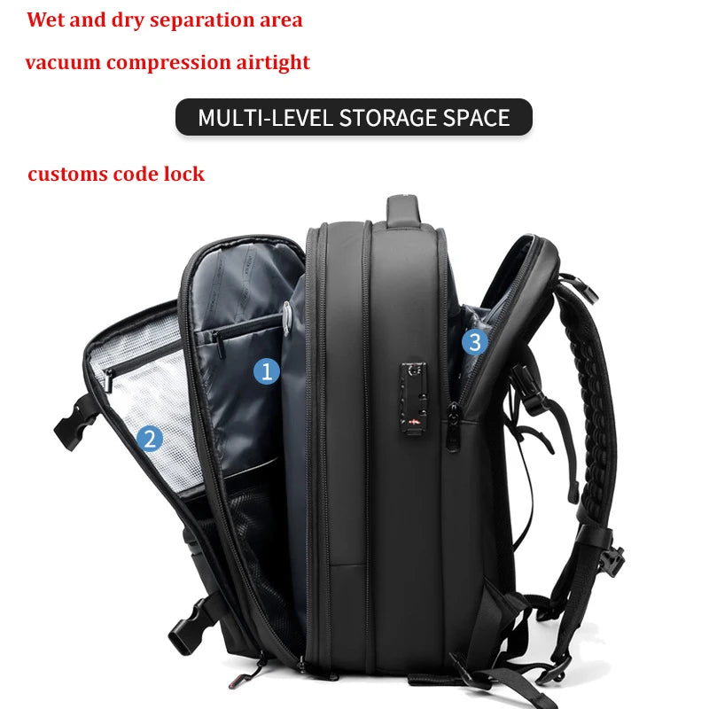 Men Travel Backpack vacuum compression 17 inch Laptop Backpack Business