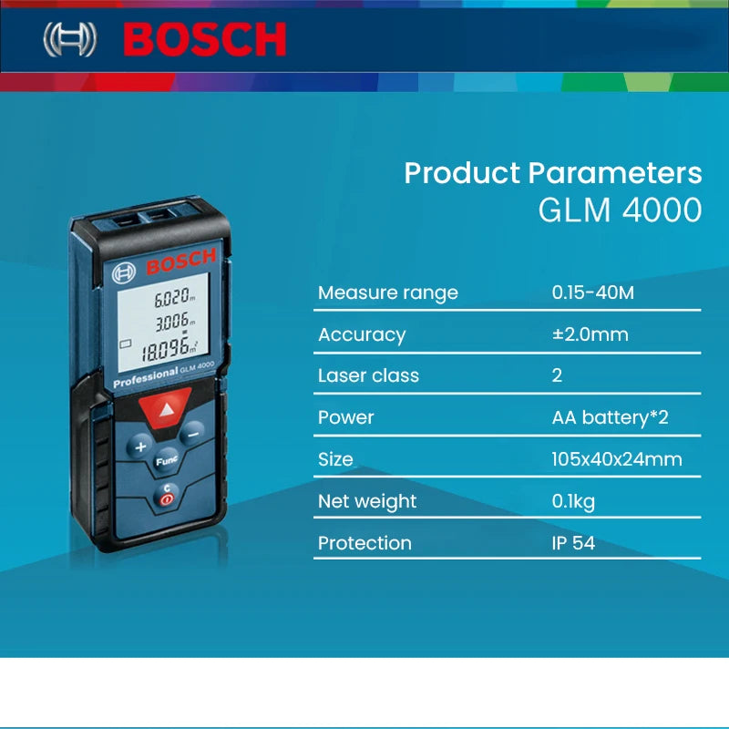 Bosch GLM 4000 Laser Range Finer Digital Tape Measure Laser Distance Meter 40M