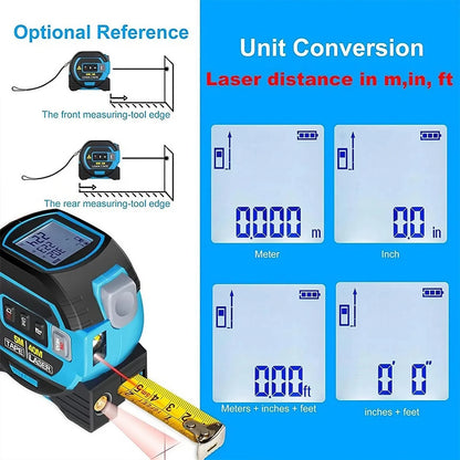 3-in-1 Laser Tape Measure 40/60M Meters Infrared Laser Distance Measuring Smart Energy Ruler
