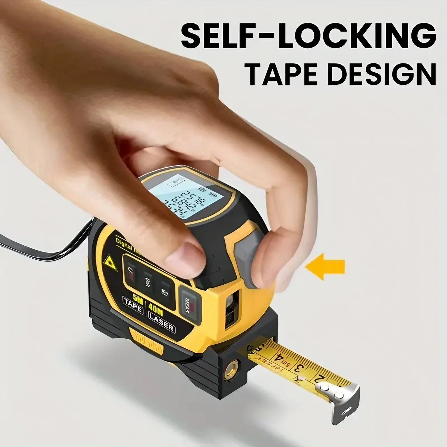 3-in-1 Laser Tape Measure 40/60M Meters Infrared Laser Distance Measuring Smart Energy Ruler